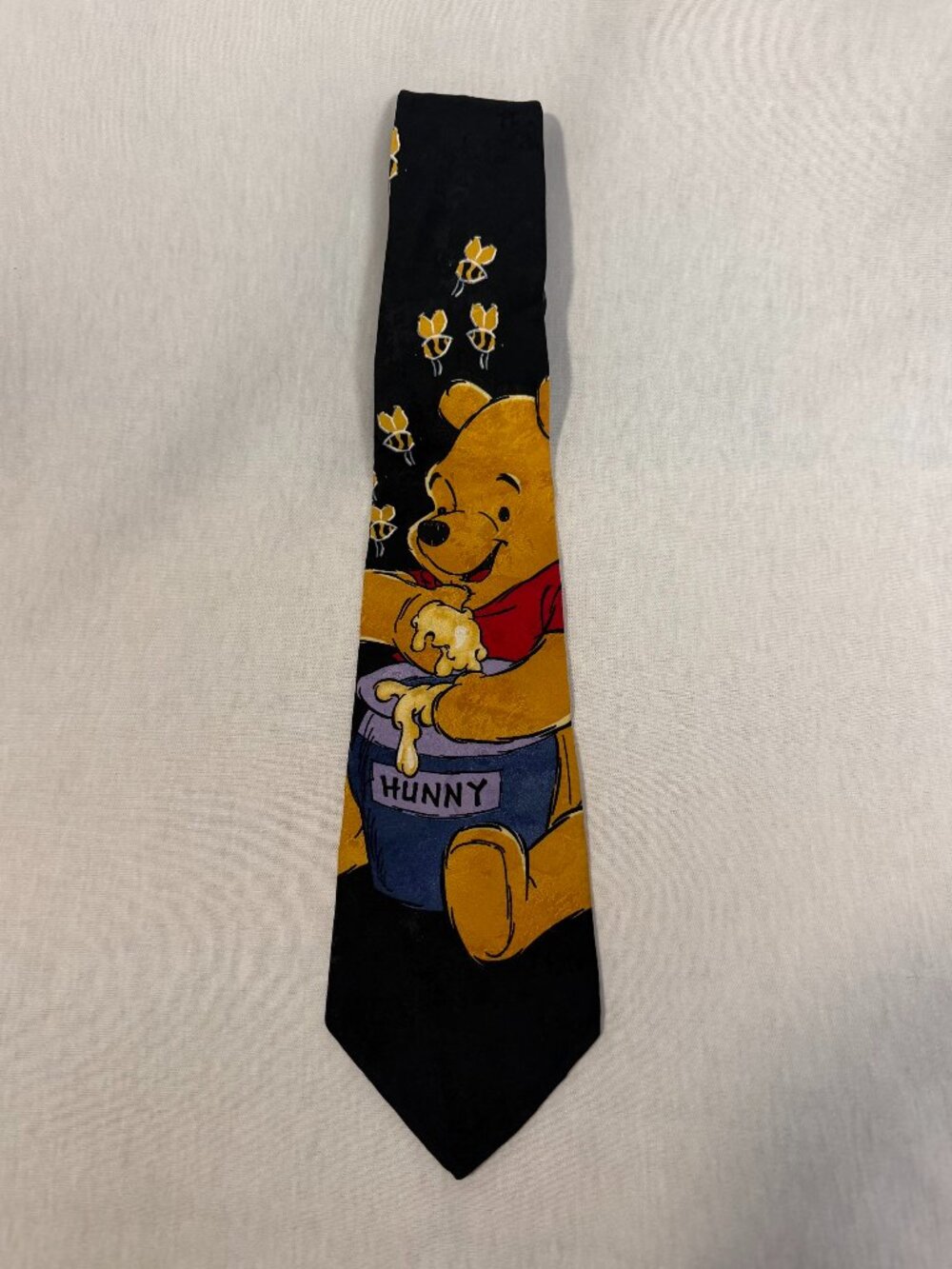 Tie Rack Disney Winnie The Pooh Silk Tie Made in Italy Novelty Vintage Black OS